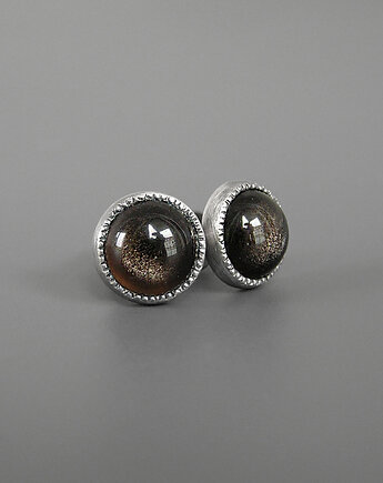 Kolczyki z obsydianem, srebro, Pastelove Jewelry