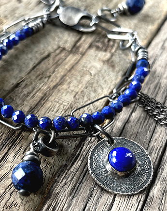 Oksydowana bransoletka z lapis lazuli w stylu boho, SHAMBALA