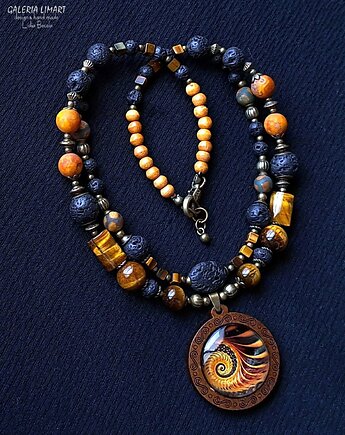 Mandala w niezwykłym etnicznym naszyjniku w pięknych kolorach unikat handmade, Galeria Limart