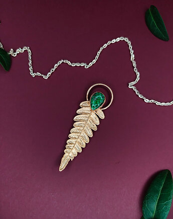 Miedziany wisiorek Liść Paproci z Zoisytem- Talizman harmonii i rozkwitu, Cuprum Pracownia Miedzi