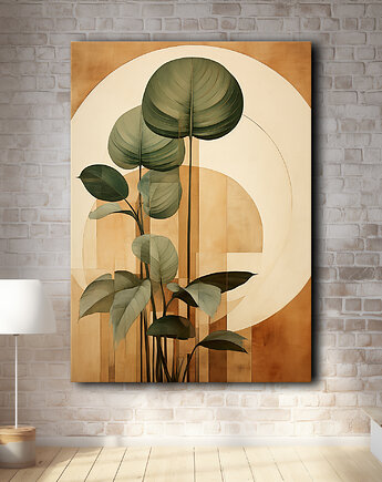 Tropikalne liście - Obraz na płótnie - Druk, Blejtrama - Loft, Minimalizm #2, Black Sapphire Art