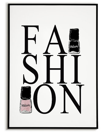 Plakat motywacyjny z napisem FASHION szminka, Bajkowe Obrazki