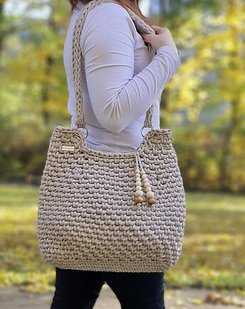 Duża pleciona torebka na ramię Belly bag - leopard, Damariz