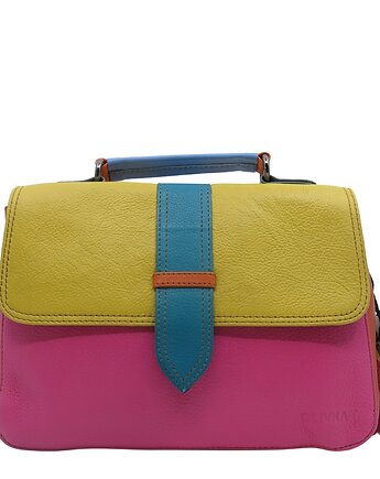 Torebka skórzana do ręki i na ramię, regulowany pasek, kolorowa eko OLIVKA, Olivka Warsaw