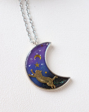 Księżyc galaxy cat naszyjnik blue, Lemon Lovely