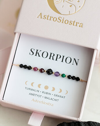 Skorpion z Turmalinem Bransoletka Znak Zodiaku Zodiak dla Skorpiona, AstroSiostra