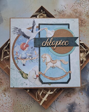 Kartka na baby shower chłopca  (w pudełku), Kartkodzielo