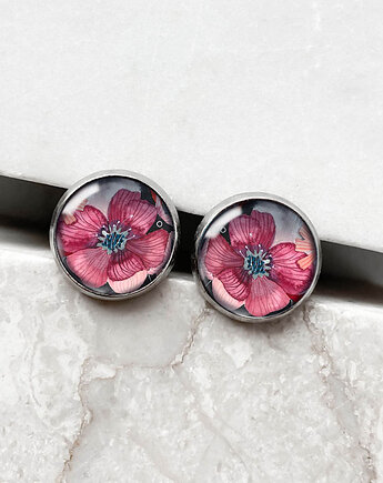 Rosa Anemone kolczyki wkrętki na urodziny, muamua design