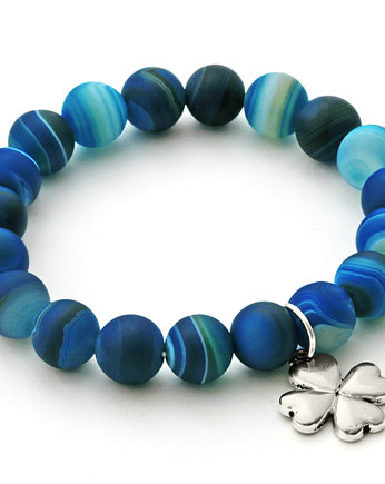 Mat agate with clover pendant in blue., Lavoga