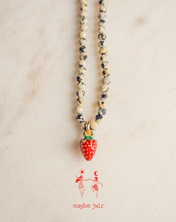 Naszyjnik z jaspisu dalmatyńskiego z poziomką