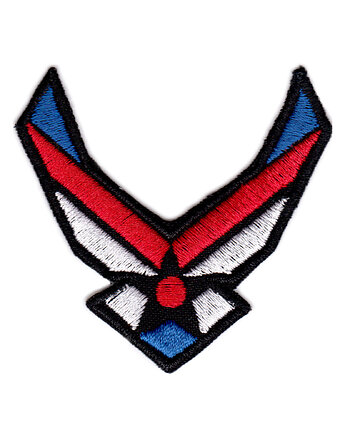 Naszywka naprasowanka US AIR FORCE termo haft 6x5,8cm czerwono-niebieska, Wyszywane