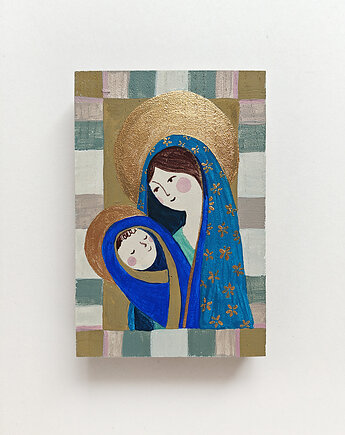 Madonna z dzieciątkiem, obraz na drewnie, Matka Boska pamiątka, PRINTLOVE