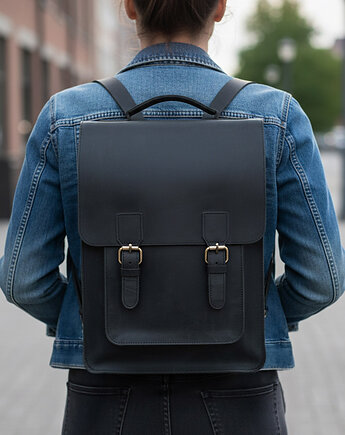 Belveder Minimalistyczny Prostokątny Tornister Plecak Skórzany Damski DR89, Belveder