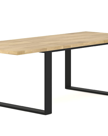 Stół klasyczny z blatem dębowym - NOLT + 2 dostawki, Oak And Steel