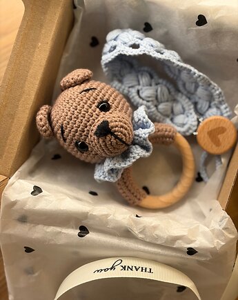 Prezent dla maluszka, grzechotka na szydełku, prezent na babyshower, HANDMADE crochet by Klaudia