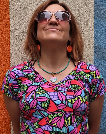 Flower power - miękka i wygodna koszulka nietoperek, Colormama
