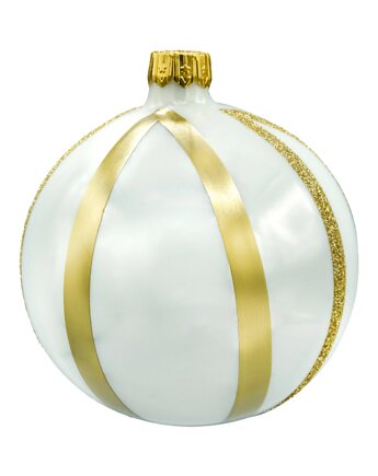 Bombki okrągłe białe ze złotymi paskami, Syn Bombkarza