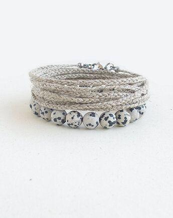 Jaspis dalmatyński matowy i naturalny Len Bransoletka, galeria nuit