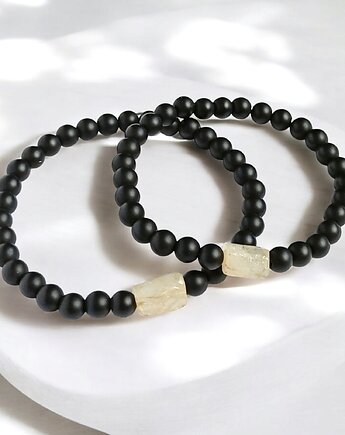 Komplet dla pary : CYTRYN & ONYKS : na gumce, kaktusia