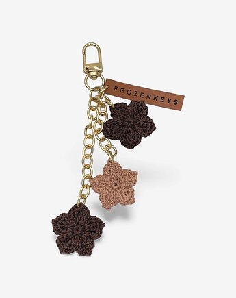 Brelok Trzy Kwiatki - Czekolada i Beż, Frozen Keys