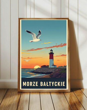 PLAKAT MORZE Bałtyckie, Bałtyk ilustracja retro, black dot studio