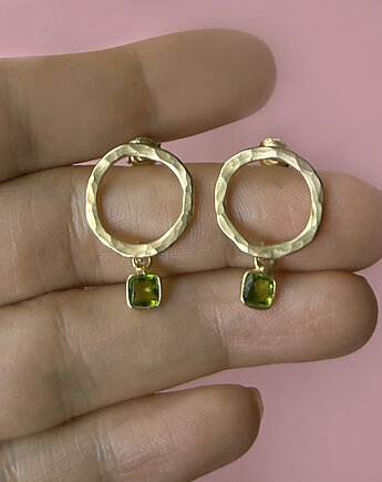 Kolczyki Plates Green - srebro 925 pokryte 24k złotem, Friedman Jewelry