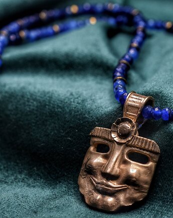 "Słońce przywdziałem" - Naszyjnik z brązu na na naturalnych kamieniach, Biżuteria z Myśli Odlana