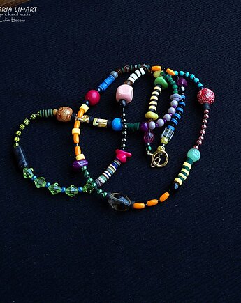 Długi bajecznie kolorowy naszyjnik Boho drobne koraliki prezent handmade, Galeria Limart