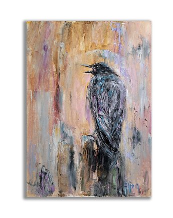 Obraz olejny ręcznie malowany "Kruk", Galeria Alma