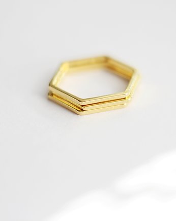 16k Gold Plated Hexagon Shape Ring, Le Boho Bleu