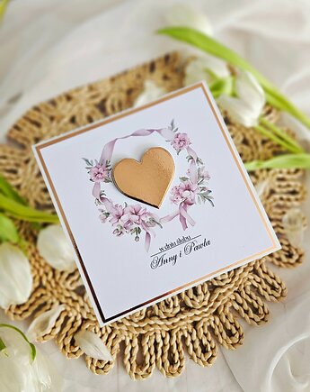 Ślubna kartka do koperty z sercem na zamówienie, papierololo