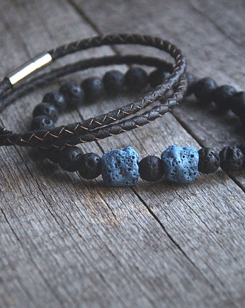 KOMPLET męskich bransoletek :: black'n'blue LAVA, kaktusia