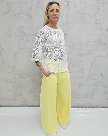 Koronkowa bluzka oversize z rękawem 3/4, Ablush