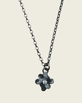 Drobny naszyjnik grafitowy- Kwiaty Polne, KOS jewellery