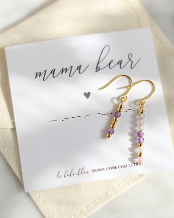 MAMA BEAR - Alfabet Morse'a - Kamień urodzeniowy Birthstone, Le Boho Bleu