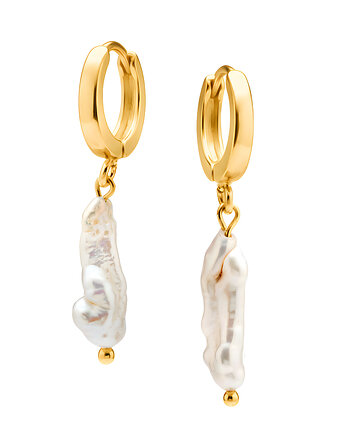 Kolczyki koła z perłą pozłacane srebrne RARE, BEMOON