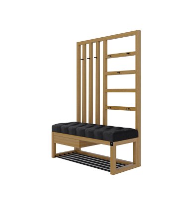 Ławka Szafka Pufa Pikowane Siedzisko Czarny Wieszak LPP-122, EMRA WOOD DESIGN