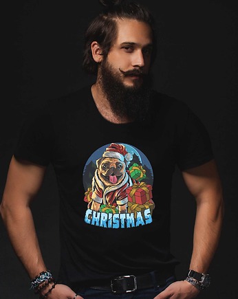 Koszulka organiczna z nadrukiem Christmas dog, ART ORGANIC