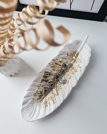 Podstawka w kształcie liścia - white gold, nejmi art