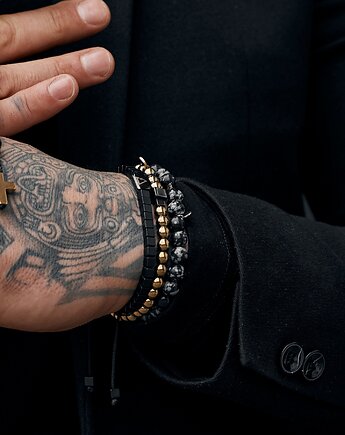 Set 3 męskich bransoletek Black&Gold, Kulka Bransoletki