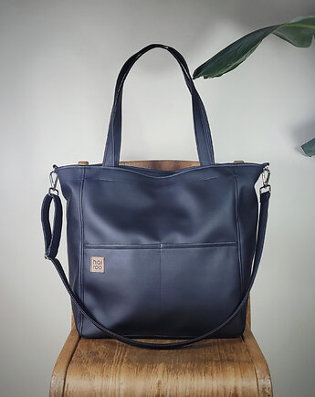 Lazy bag Pocket  torba czarna ekoskóra oversize, hairoo