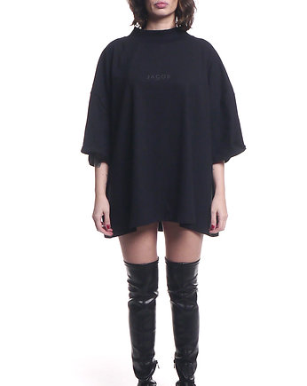 Tshirt oversized z półgolfem czarny, J A C O B