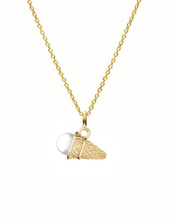 Lody z białą perłą- naszyjnik srebro, złoto, różowe złoto, ISSI Jewelry