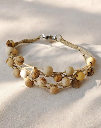 Jaspis krajobrazowy Bransoletka lniana, galeria nuit