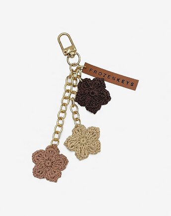 Brelok Trzy Kwiatki - Beże i Czekolada, Frozen Keys