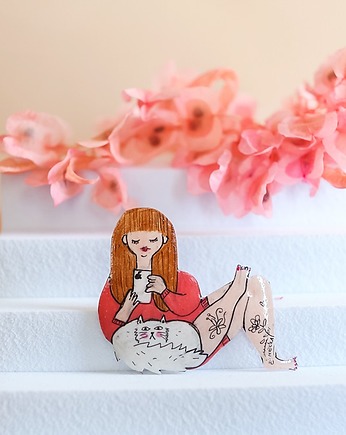 Broszka Miećka z kotem Januszem, Pintura