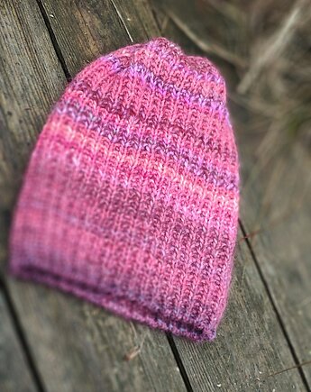 Melanż z różem / czapka z jedwabiem, agat handmade