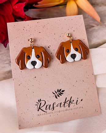 Kolczyki Beagle. Biżuteria z psem, prezent dla właściciela psa, pieska, Dary Rusałki