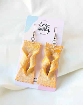 Kolczyki faworki na tłusty czwartek duże, Lemon Lovely