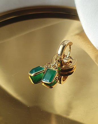 Kolczyki zielony onyks w okuciu, Fox and Jewelry